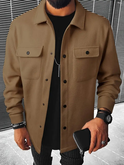 Casual Herenjack met Knoopsluiting voor Herfst en Winter