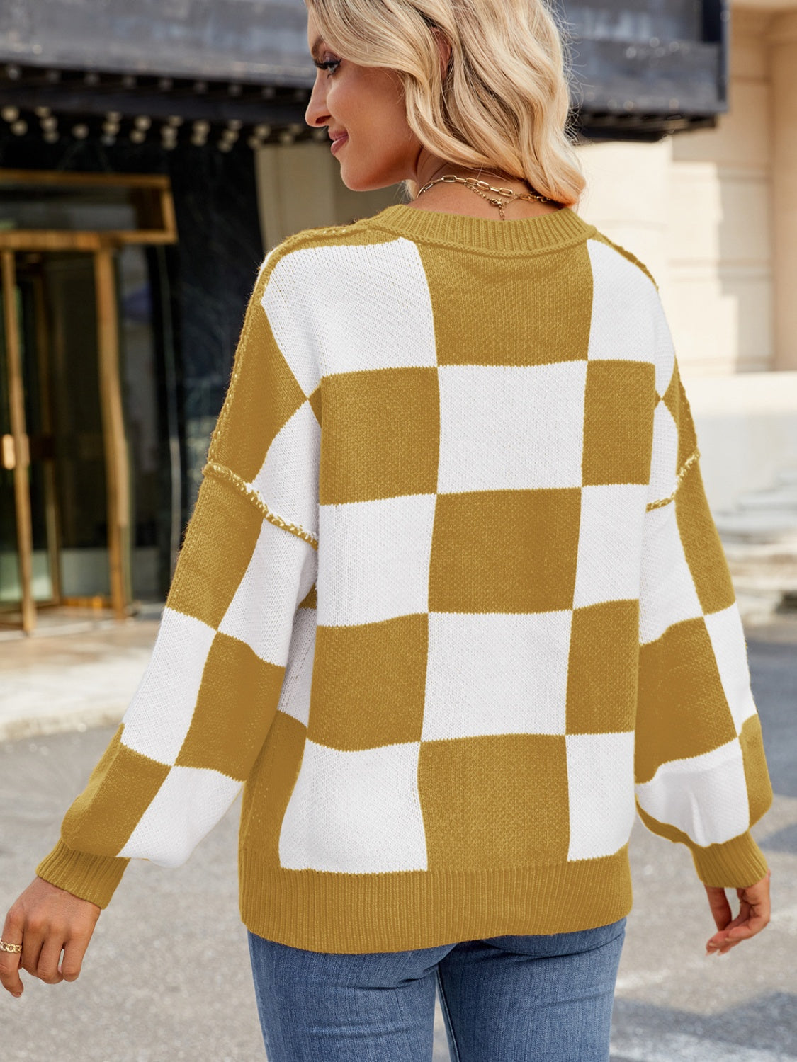 Emma - Stijlvolle Geruite Sweater met Lange Mouwen