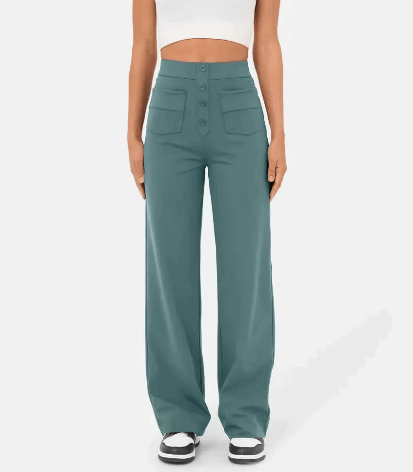 Elegante Hoge Taille Knoopsluiting Broek