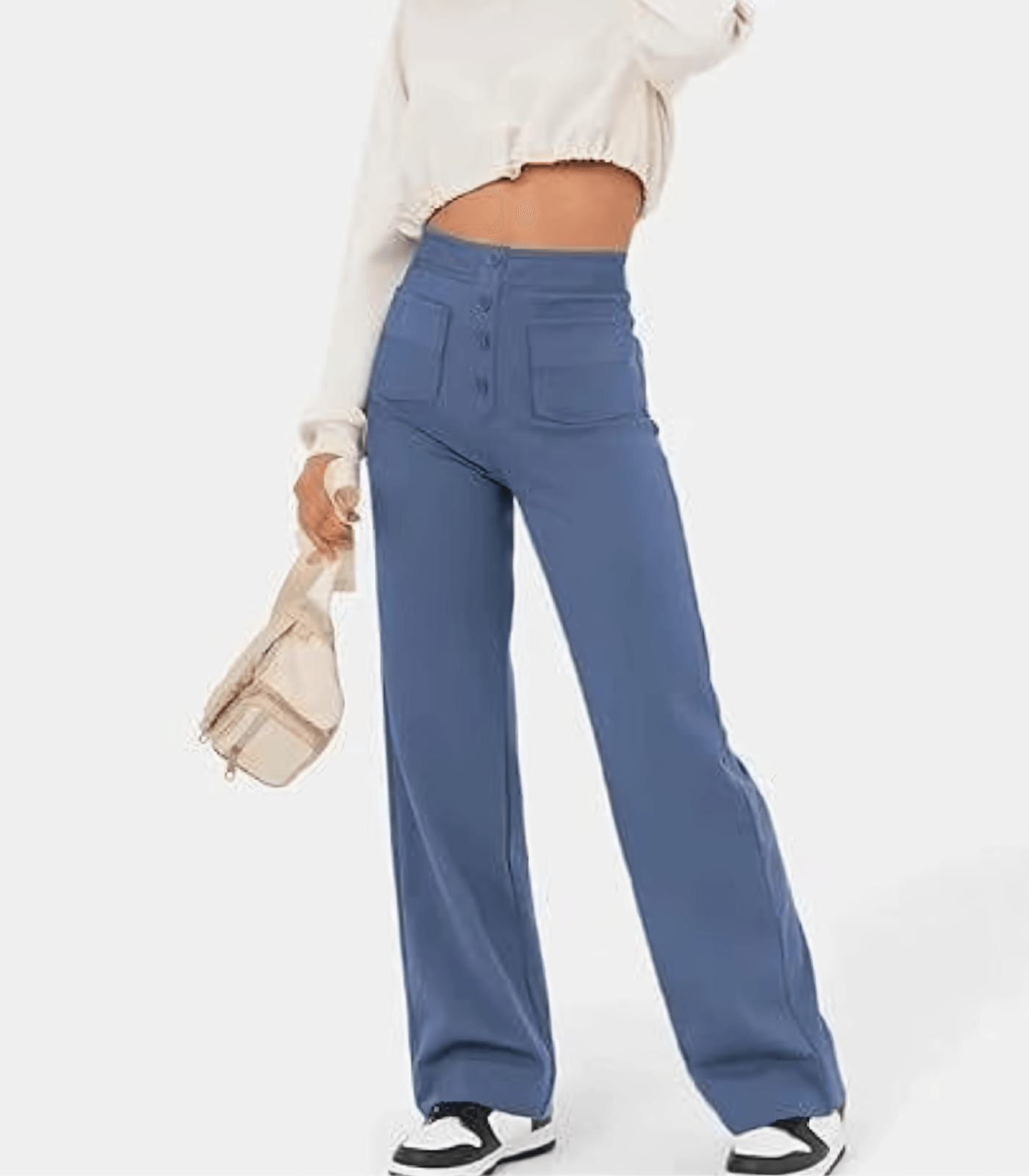Elegante Hoge Taille Knoopsluiting Broek