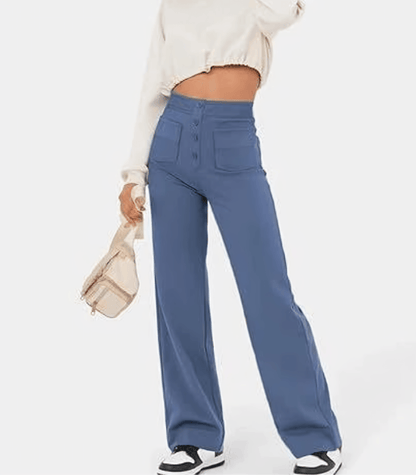 Elegante Hoge Taille Knoopsluiting Broek