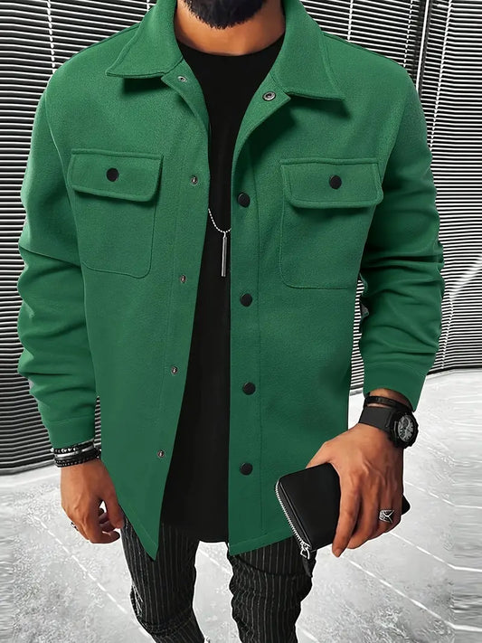 Casual Herenjack met Knoopsluiting voor Herfst en Winter