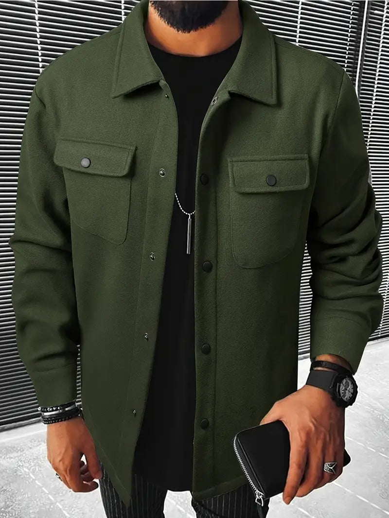 Casual Herenjack met Knoopsluiting voor Herfst en Winter