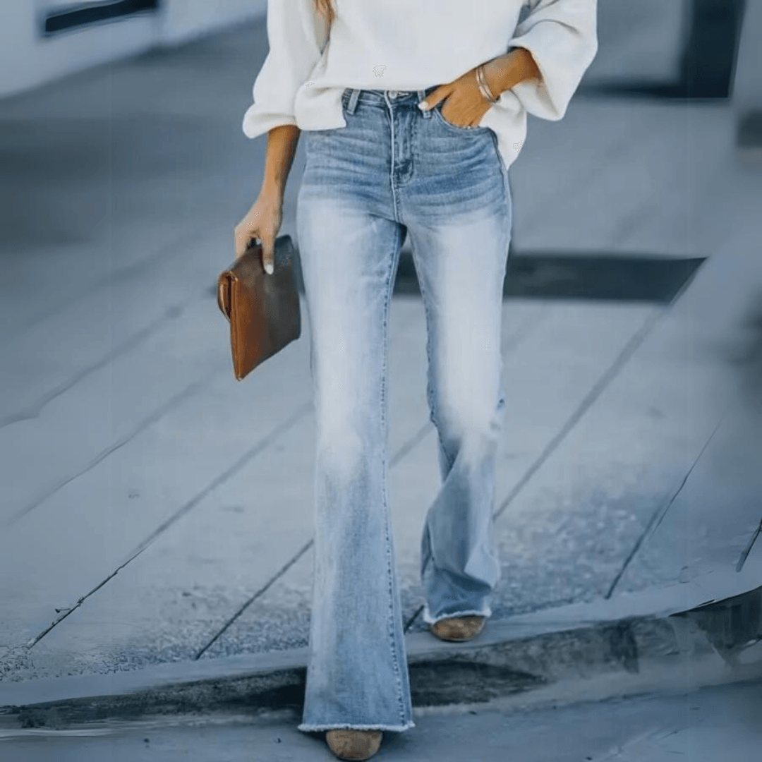 Comfortabele Uitlopende Denim Jeans