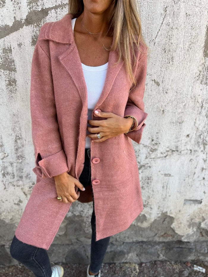 Livia - Lange Wollen Jas met Knopen