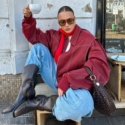 Nina - Trendy Oversized Jas met Edgy Contrast