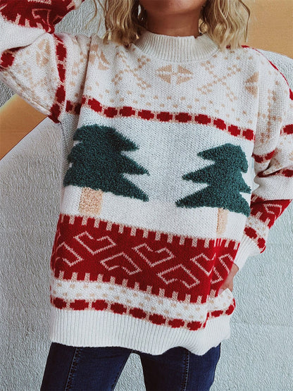 Lotte - Feestelijke Kerstboom Sweater met Lange Mouwen