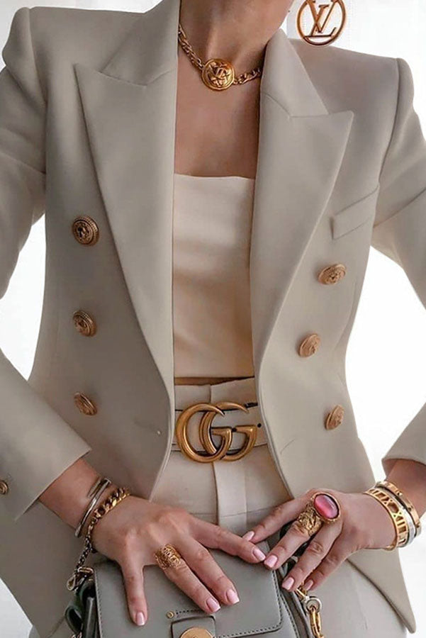 Elegante Dubbelzijdige Blazer met Gouden Knopen