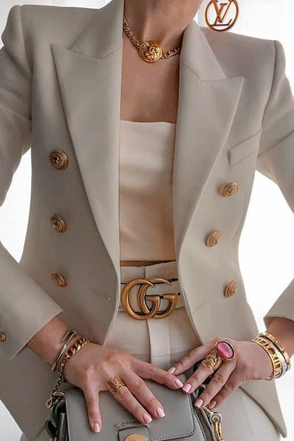 Elegante Dubbelzijdige Blazer met Gouden Knopen