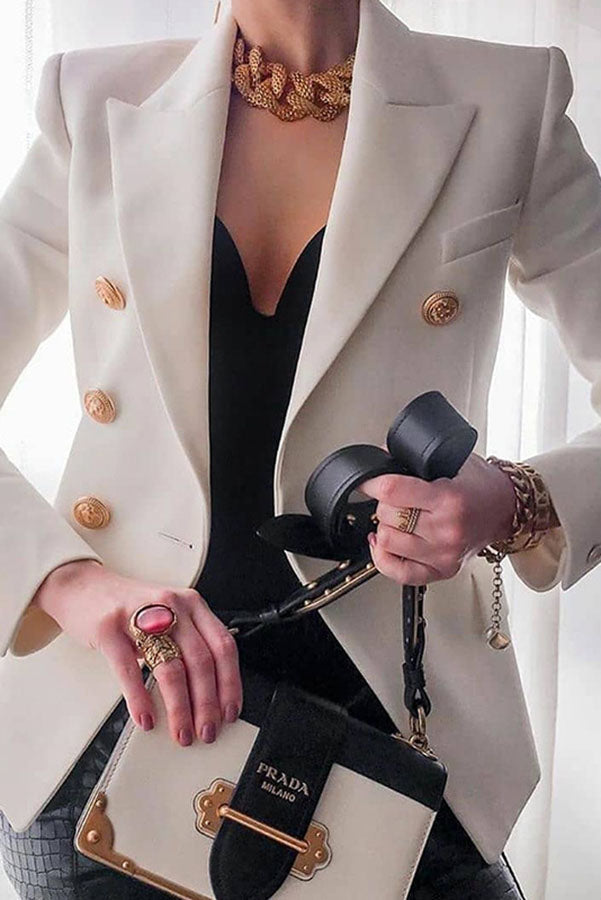 Elegante Dubbelzijdige Blazer met Gouden Knopen
