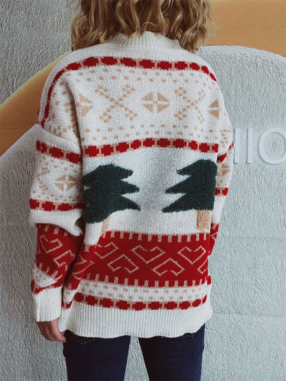Lotte - Feestelijke Kerstboom Sweater met Lange Mouwen