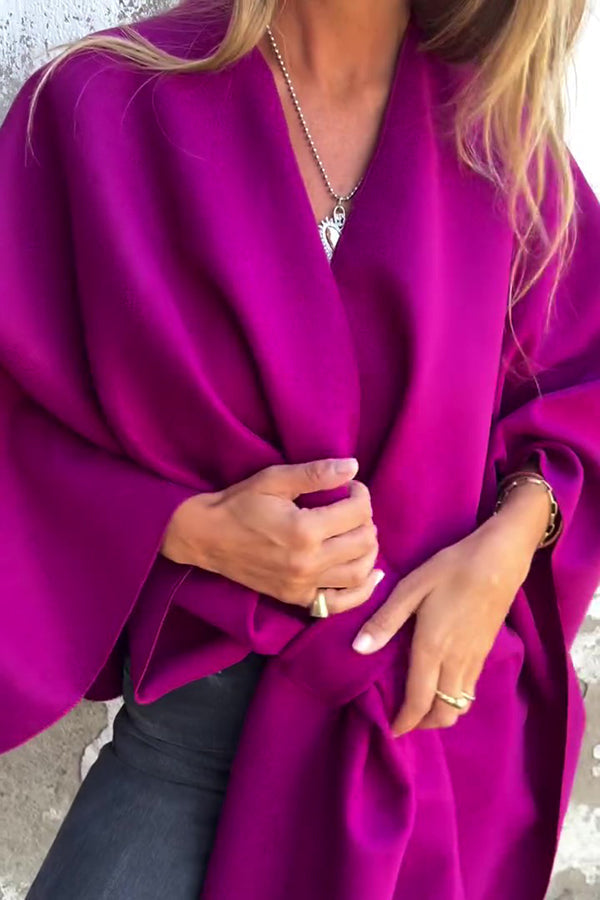 Elegante Losvallende Cape Jas met V-Hals