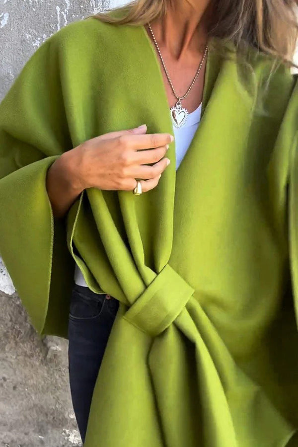 Elegante Losvallende Cape Jas met V-Hals
