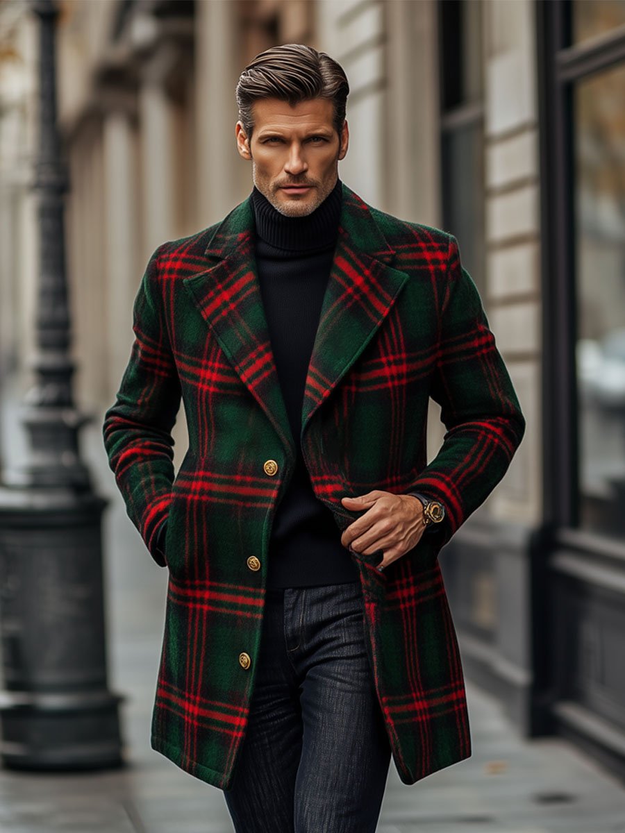 Jasper - Elegante Wollen Jas met Geruit Patroon