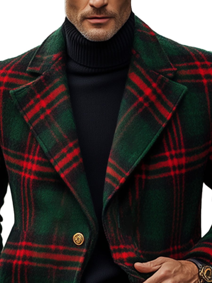 Jasper - Elegante Wollen Jas met Geruit Patroon