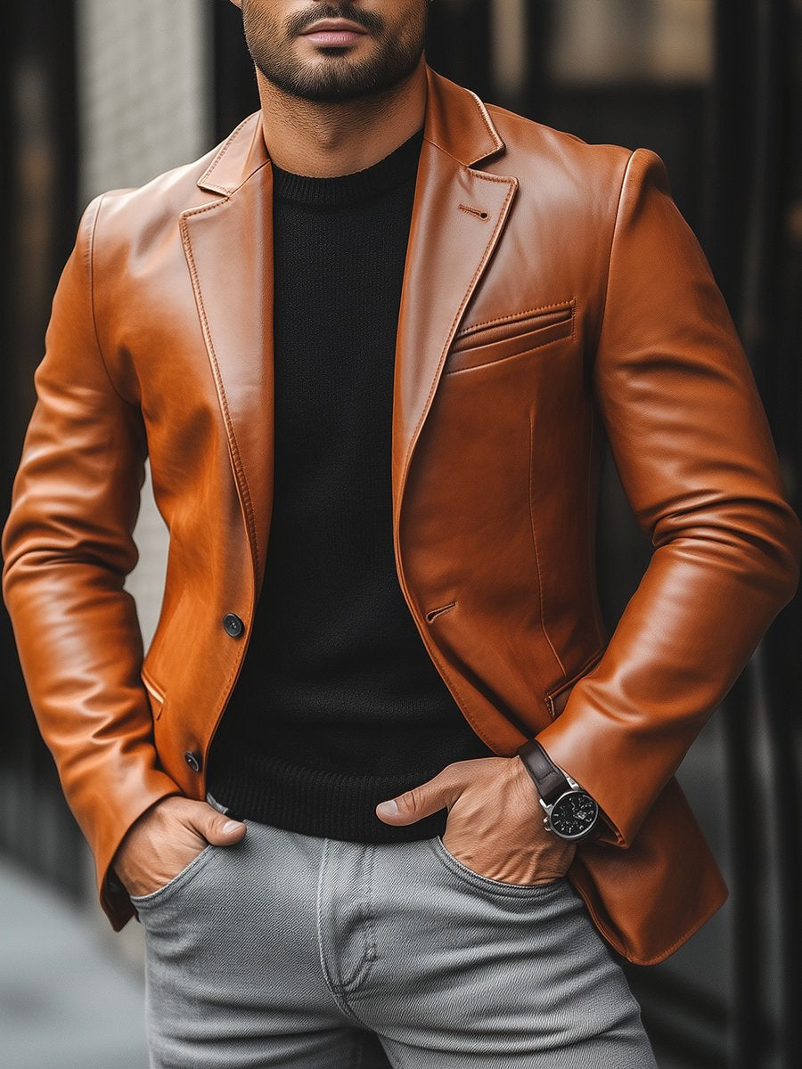 Julian - Elegante Leren Jas met Moderne Snit