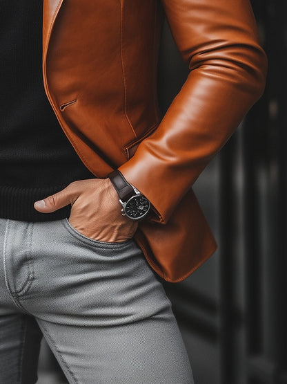 Julian - Elegante Leren Jas met Moderne Snit